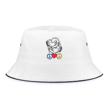 Doves of Peace Peace Heart Peace - Bucket Hat - white/navy - Front
