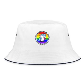 Cooles Einhorn mit Spruch - Bucket Hat - Weiß/Navy - Vorne