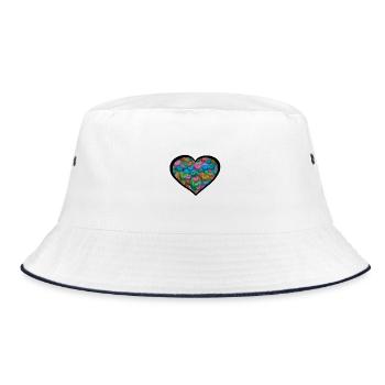 Herz Herzen bunt - Bucket Hat - Weiß/Navy - Vorne