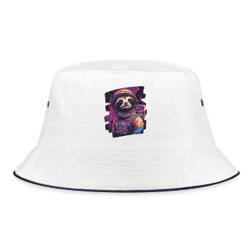Faultier Astronaut - Bucket Hat - Weiß/Navy - Vorne