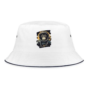 Affe Astronaut - Bucket Hat - Weiß/Navy - Vorne