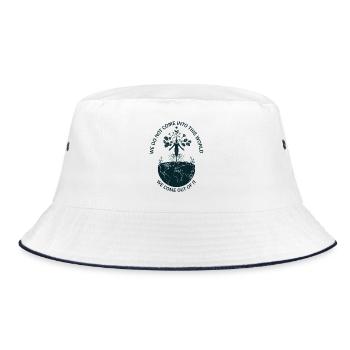 Rooted in Earth Alan Watts Earth Quote Art - Bucket Hat - white/navy - Front