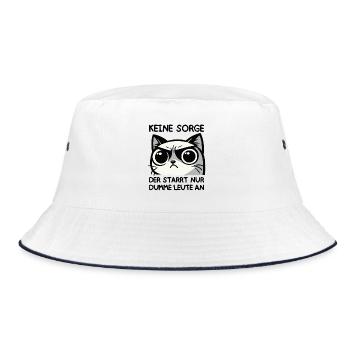 Grumpy Blick – Der starrt nur dumme Leute an - Bucket Hat - Weiß/Navy - Vorne