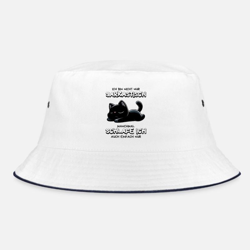 Schlafende schwarze Katze mit Sarkasmus-Vibe Bucket Hat