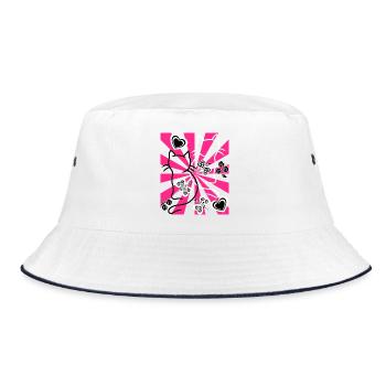 Retro Cats Cat Vintage Old School - Bucket Hat - white/navy - Front