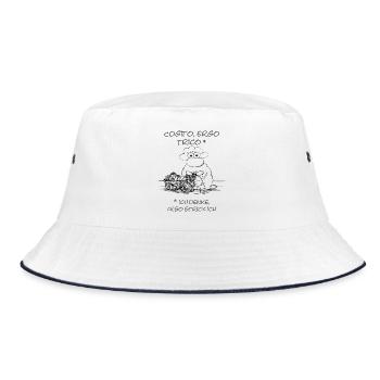 cogito ergo trico, sheep motif for handicraft fans - Bucket Hat - white/navy - Front