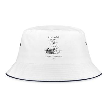 I think, therefore I am Schaf for handicraft fans - Bucket Hat - white/navy - Front