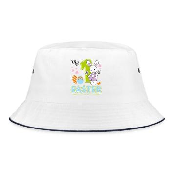 Ma première Pâques. Design mignon avec bébé lapin - Bob - blanc/marine - Devant