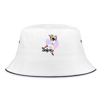 Disco Dancing Fingerprint Illustration - Bucket Hat - white/navy - Front