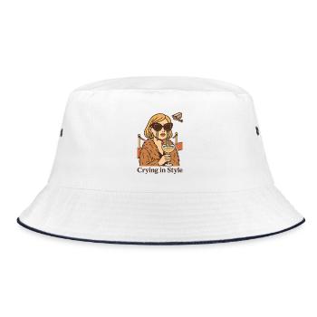 Crying in Style – Weinen mit Stil - Bucket Hat - white/navy - Front