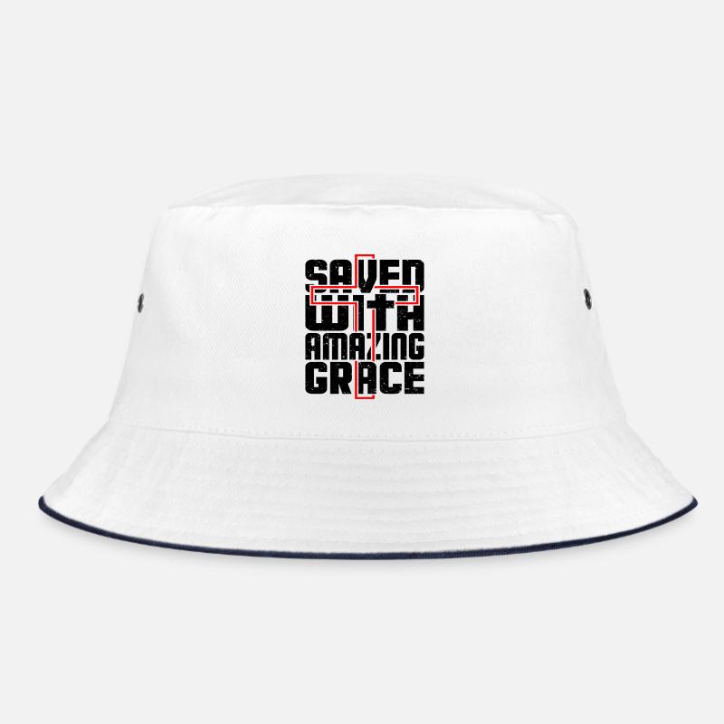 Saved with amazing grace - Bucket Hat - Weiß/Navy