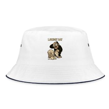 Laundry day at the overwhelmed monkey - Bucket Hat - white/navy - Front