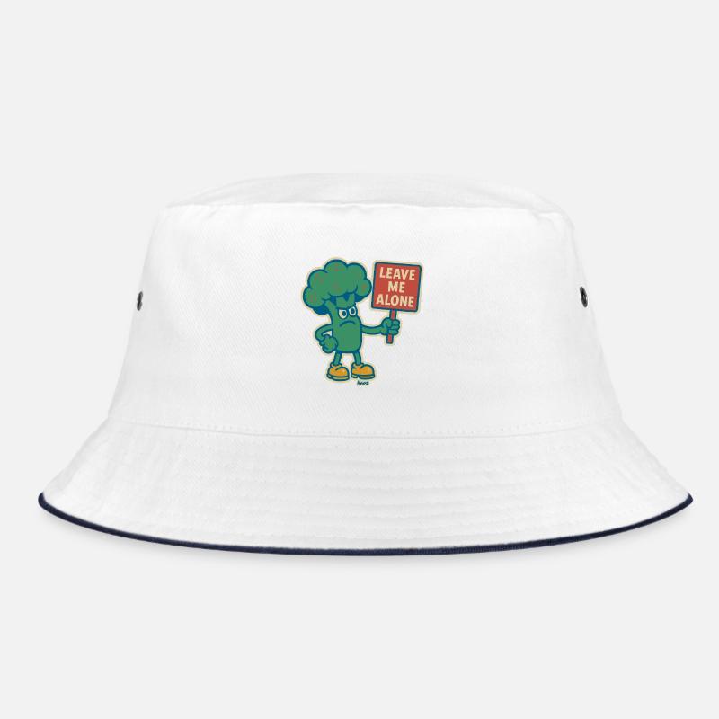 Angry Broccoli with Sign: Leave Me Alone Bucket Hat
