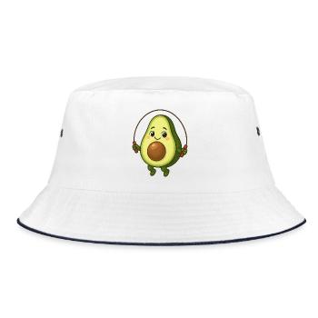 Süße Avocado Cartoon Sport Skipping Seil - Bucket Hat - Weiß/Navy - Vorne
