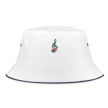 Floral Treble Clef Harmony - Bucket Hat - white/navy - Front