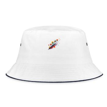 Abstract Floral Flow - Bucket Hat - white/navy - Front
