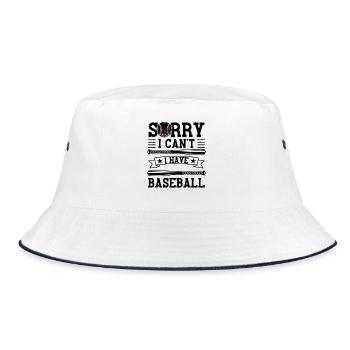 Baseball Spruch Baseballteam Design - Bucket Hat - Weiß/Navy - Vorne