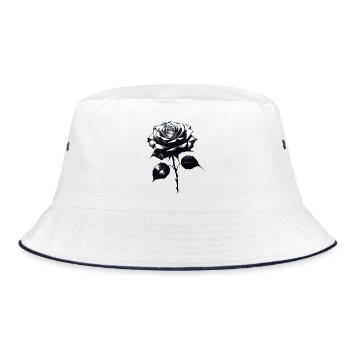 rose sketch - Bucket Hat - white/navy - Front