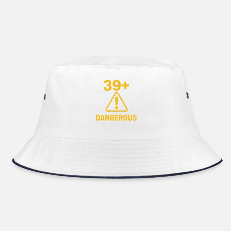 Funny 39 Plus Birthday Warning Sign Bucket Hat