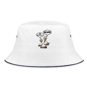 Sei Möwe Scheiss drauf Spruch Be Seagull Nope - Bucket Hat - Weiß/Navy - Vorne