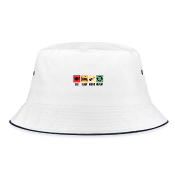 Guitar Design Guitarist Guitar - Bucket Hat - white/navy - Front