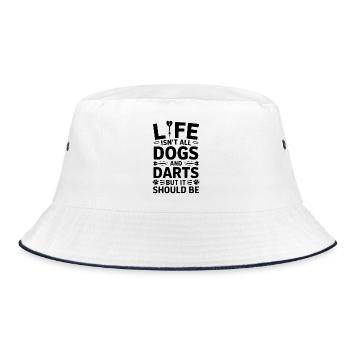 Darts Spruch Hunde Darten Lustiges Dart Geschenk - Bucket Hat - Weiß/Navy - Vorne