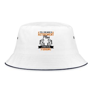 Rentenplan: Angeln Rentner Angler - Bucket Hat - Weiß/Navy - Vorne