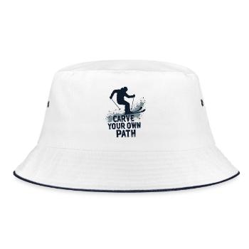 Carve Your Own Path Skifahrer Skifahren - Bucket Hat - Weiß/Navy - Vorne