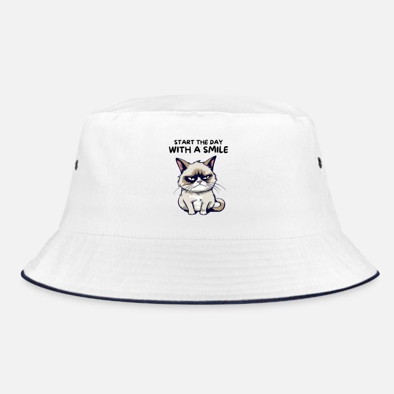 Start the Day with a Smile - Lustige Grumpy Katze Bucket Hat