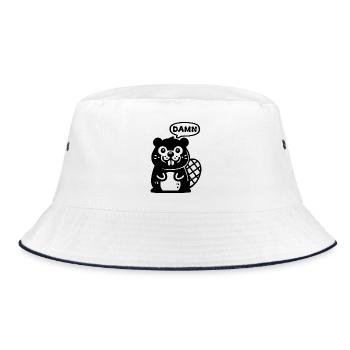 Verdammter Biber - Bucket Hat - Weiß/Navy - Vorne