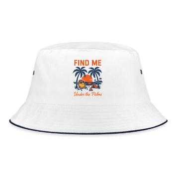 Find Me Under the Palms | Chill Vibes - Bucket Hat - white/navy - Front