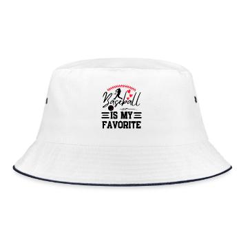 Baseball Spruch Baseballteam Design - Bucket Hat - Weiß/Navy - Vorne