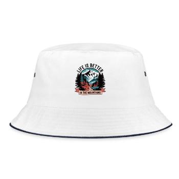 Leben ist besser in den Bergen - Bucket Hat - Weiß/Navy - Vorne