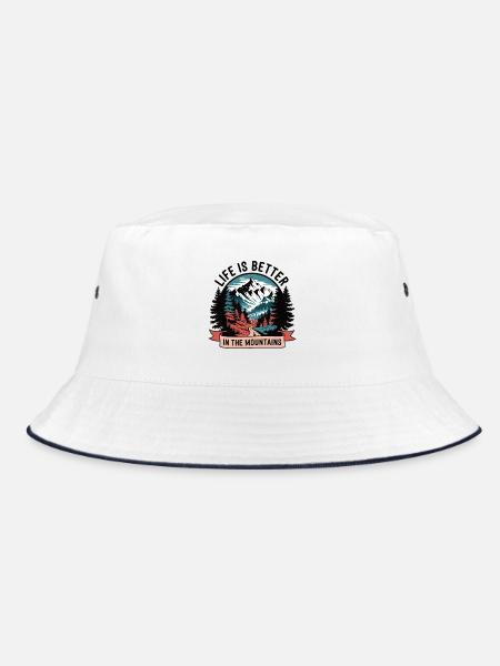 Life is better in the mountains - Bucket Hat - white/navy - Front