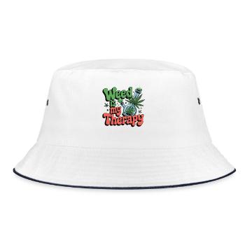 Weed is my therapy - relaxation on prescription - Bucket Hat - white/navy - Front