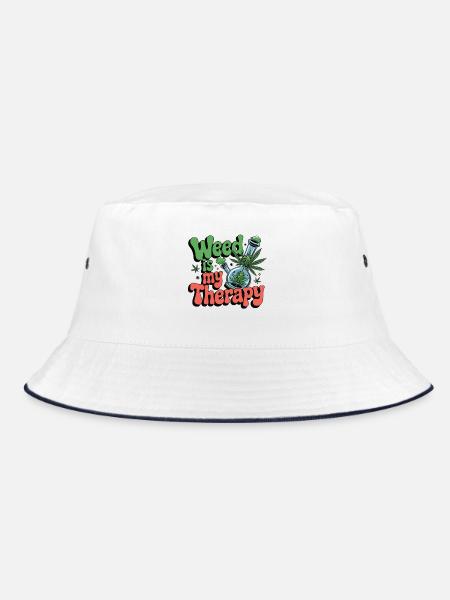 Weed is my therapy - relaxation on prescription - Bucket Hat - white/navy - Front