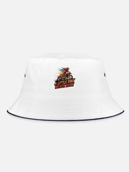 Motocross adventure begins Dirt is part of it - Bucket Hat - white/navy - Front