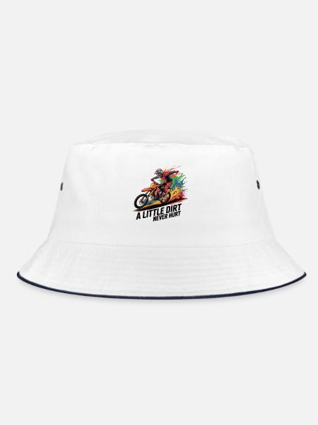 Motocross: Dreckige Leidenschaft - Bucket Hat - Weiß/Navy - Vorne