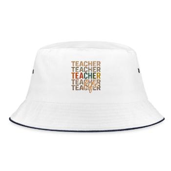 Teacher Life Colorful Typography - Bucket Hat - white/navy - Front