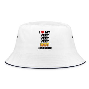 I Love My Very Hot Girlfriend Spruch - Bucket Hat - Weiß/Navy - Vorne