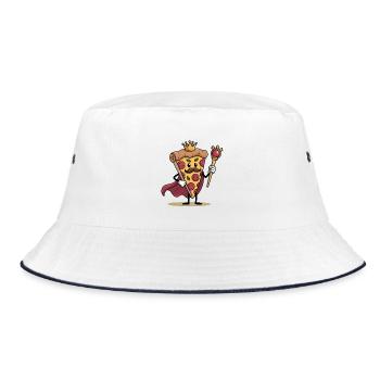 Witziges Pizza Cartoon Pizzastück Design - Bucket Hat - Weiß/Navy - Vorne