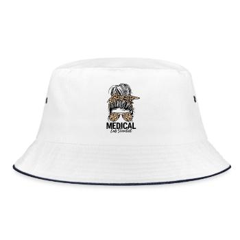 Medical Lab Scientist Messy Bun Leopard MLS Lab - Bucket Hat - white/navy - Front