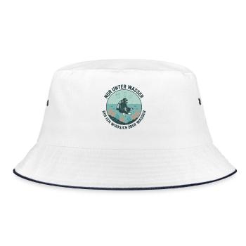 Nur Unter Wasser Bin Ich Wirklich Über Wasser - Bucket Hat - Weiß/Navy - Vorne