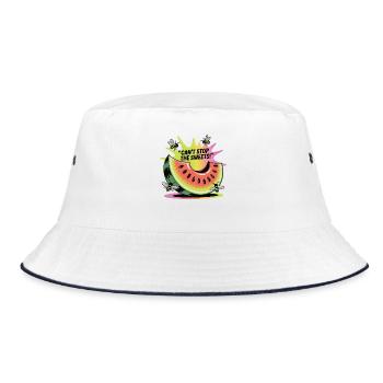 Watermelon & Bees – Desire for Sweets - Bucket Hat - white/navy - Front