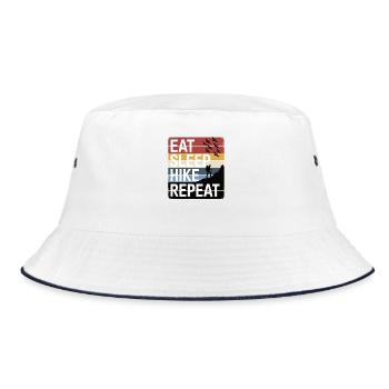 eat sleep hike repeat - Bucket Hat - Weiß/Navy - Vorne