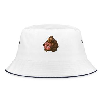 Mignon Gorille Donut Dessin Animé Nourriture Grignotage - Bob - blanc/marine - Devant