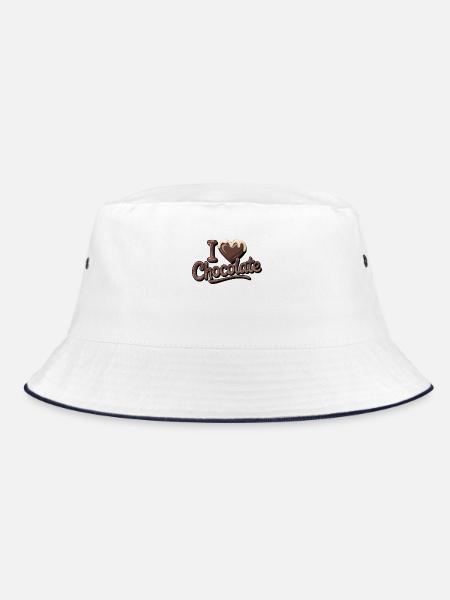 Chocolate Passion I Love Chocolate - Bucket Hat - white/navy - Front