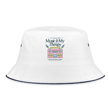 Boombox Music Is My Therapy - Bucket Hat - Weiß/Navy - Vorne