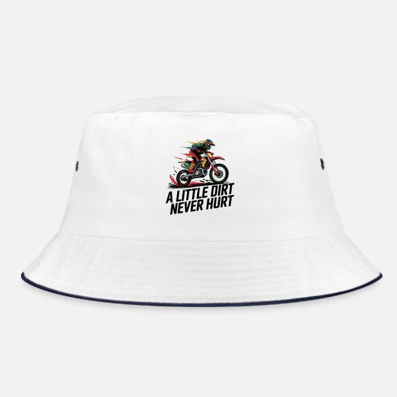 Motocross – Ein bisschen Dreck schadet nie - Bucket Hat - Weiß/Navy