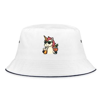 Party Unicorn Drinks - Bucket Hat - white/navy - Front